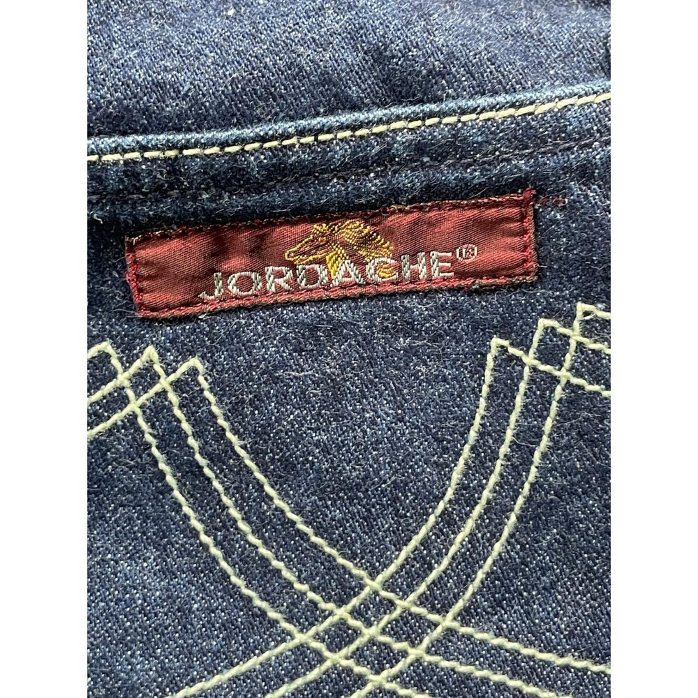 Vintage Jordache Mens 38 Jeans Dark Blue High Rise Straight Leg Thick Stitch - Picture 16 of 16